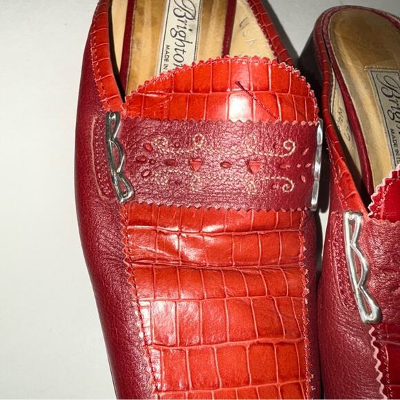 BRIGHTON  Red Women’s leather buckle detail Loafers 6.5 - Picture 2 of 4